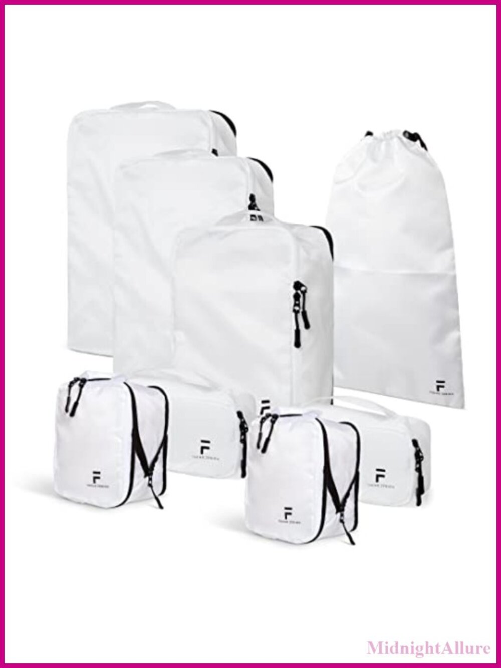 8 Piece Compression Packing Cubes Set Travel Organizer Bags Twill Fabric